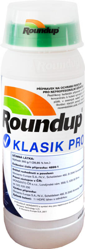 Roundup Klasik Pro k hubení vytrvalých a jednoletých plevelů, 1 l