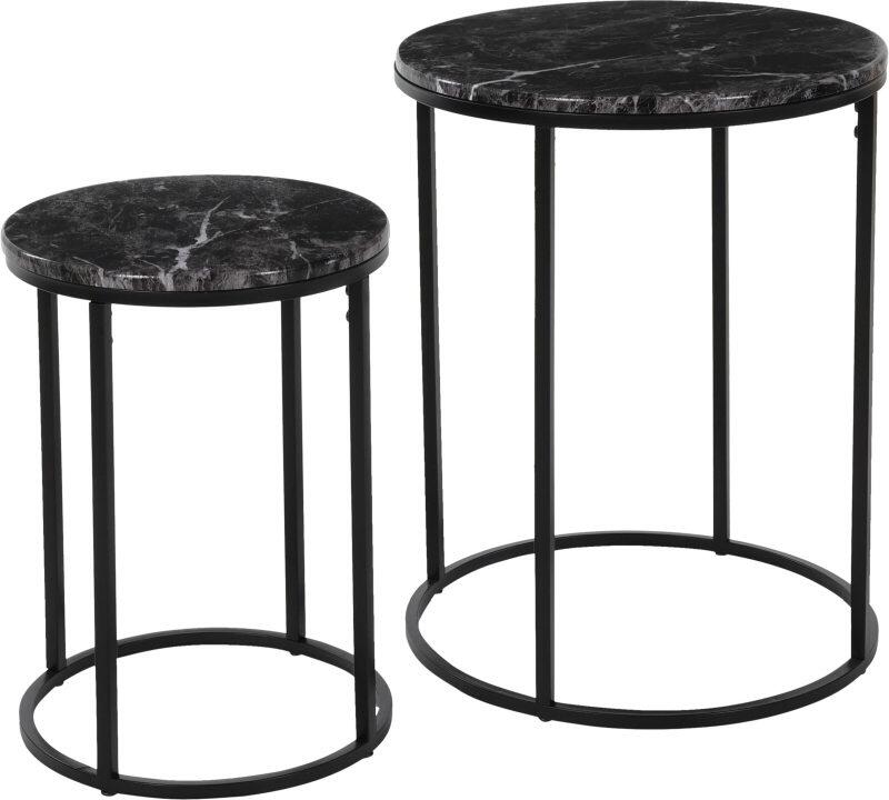 HOMESTYLING Servírovací stolky kulaté sada 2 ks černý mramor KO-NB1510000