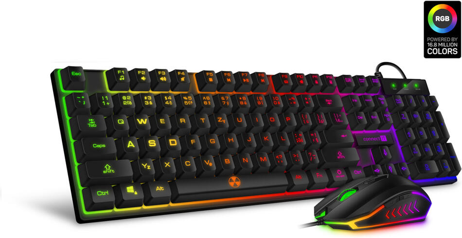 CONNECT IT BATTLE herní combo drátová klávesnice + myš, CZ + SK layout, ČERNÁ (CKM-3200-CS)