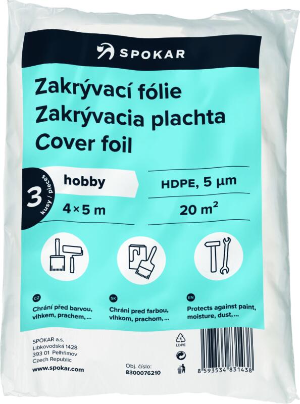 Spokar zakrývací fólie na malování, 5 µ, 20 m?, 4 × 5 m, 3 ks