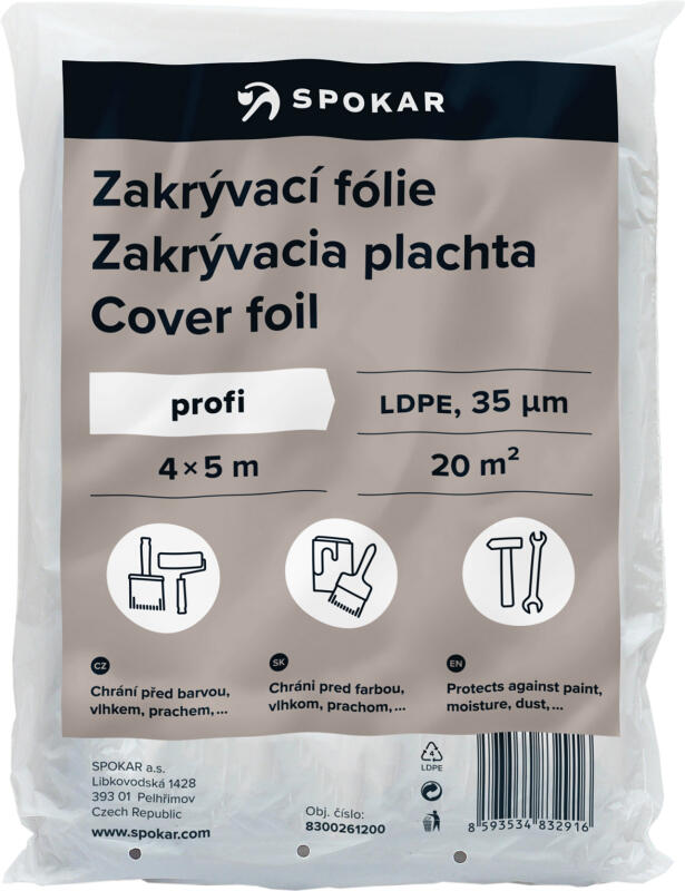 Spokar Profi zakrývací folie, 35 µ, 20 m?, 4 × 5 m