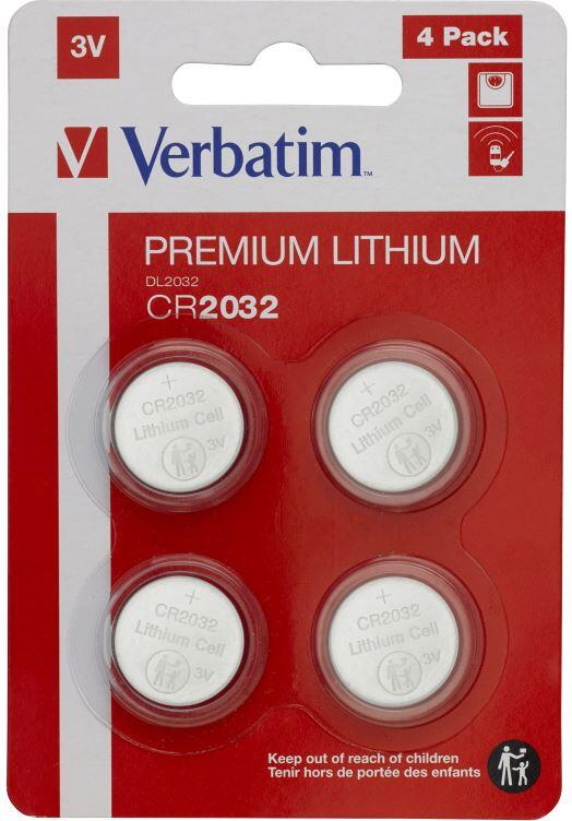 Lithiové CR2032 3V baterie PREMIUM 4ks/pack Verbatim (49533)