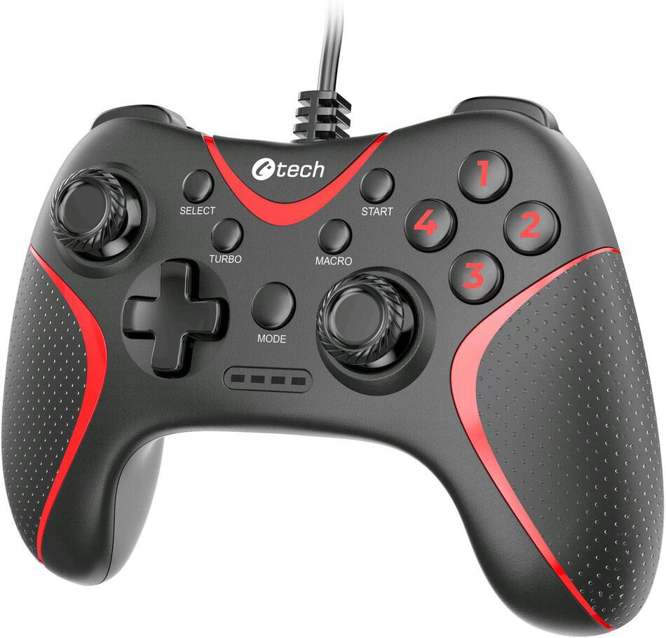 Gamepad C-Tech Theon pro PC/PS3, 2 programovatelná makro tlačítka, 2x analog, X-input, vibrační, 1,8 (GP-09)