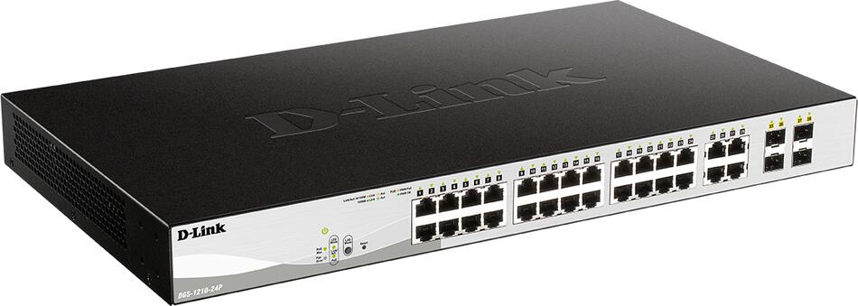 D-Link DGS-1210-24P Smart PoE switch, 24x GbE PoE+, 4x RJ45/SFP, PoE 193W