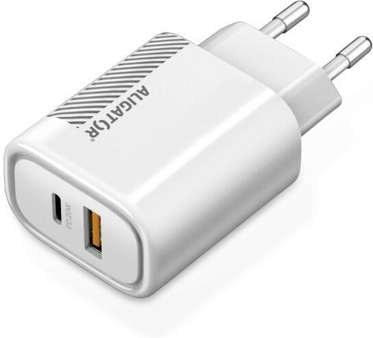 Rychlá nabíječka Aligator PD 20W USB-C + USB, bílá