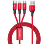 Baseus kabel Rapid Series 3v1, USB/Micro USB, Lightning, USB-C, 1,2 m, červená (CAJS000009)