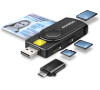 Axagon CRE-SMP2A, USB-A + USB-C PocketReader 4-slot čtečka Smart card (eObčanka) + SD/microSD/SIM