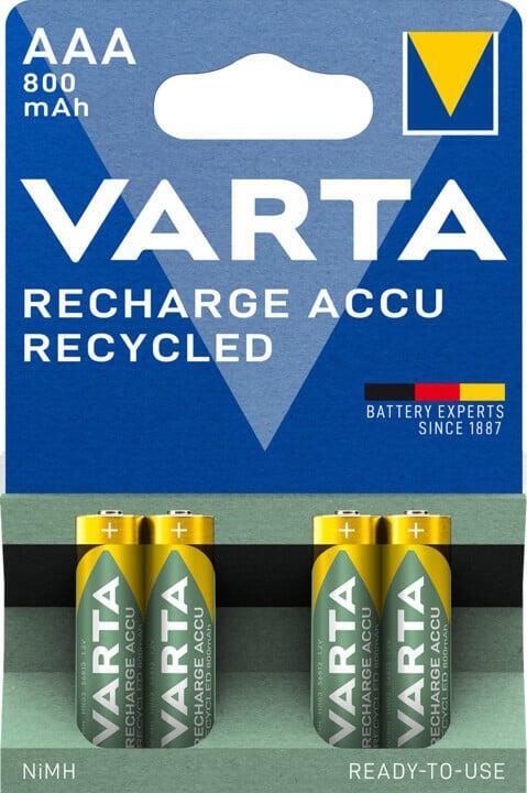 Nabíjecí baterie Varta Recycled AAA 800 mAh, 4 ks