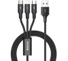 Baseus kabel Rapid Series 3v1, USB/Micro USB, Lightning, USB-C, 1,2 m, černá (CAJS000001)