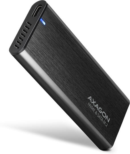 Axagon EEM2-SB2, USB-C 3.2 Gen 2 - M.2 NVMe & SATA SSD kovový RAW box, bezšroubkový, černý