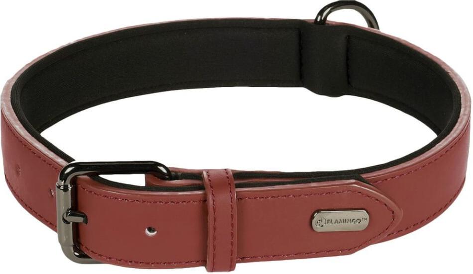 Kožený obojek Flamingo Binti červená - XL: 47-57cm