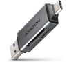 Axagon AXAGON CRE-DAC, USB-C + USB-A, 5 Gbps - MINI teka karet, 2-slot & lun SD/microSD, podpora UHS-I