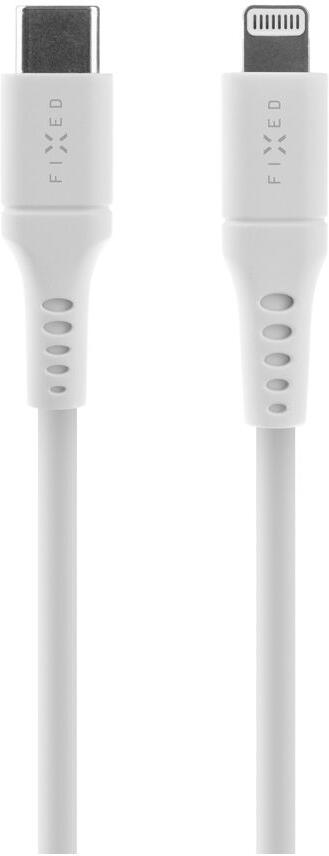 Dlouhý nabíjecí a datový Liquid silicone kabel FIXED s konektory USB-C/Lightning a podporou PD, 2m, MFi, bílý