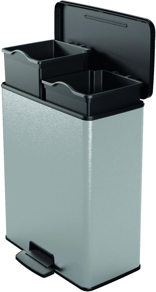 Odpadkový koš Curver Deco Bin Duo 26 l + 26 l stříbrný