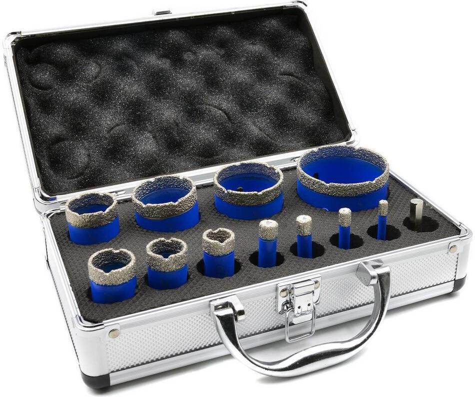 Korunkový vrták diamantový, sada 12ks, 6-68mm GEKO