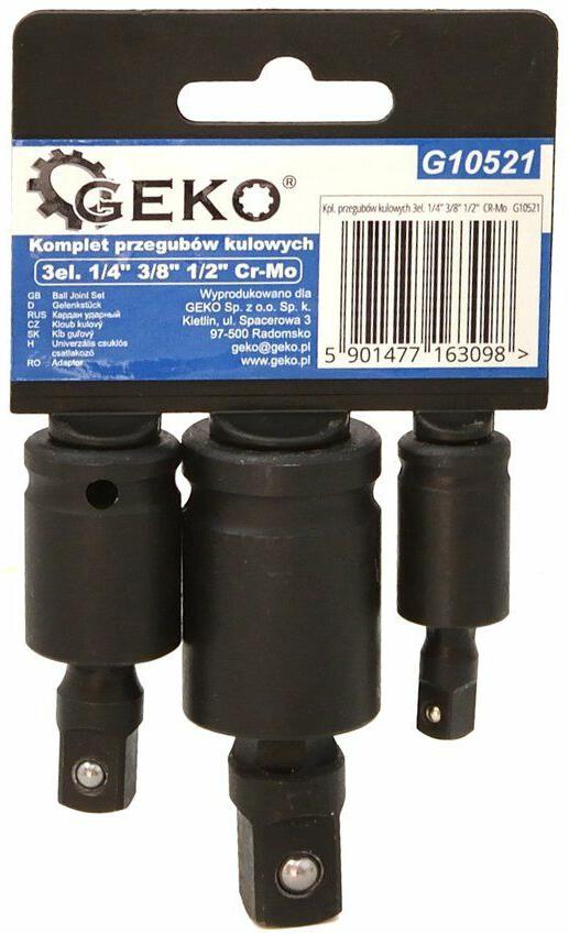 Sada nástrčných rázových kloubů 1/4" 3/8" 1/2", 3 ks GEKO