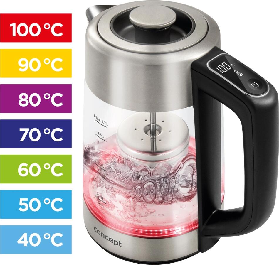 Concept Rychlovarná konvice s regulací teploty se sítkem 1,7 l RK4190
