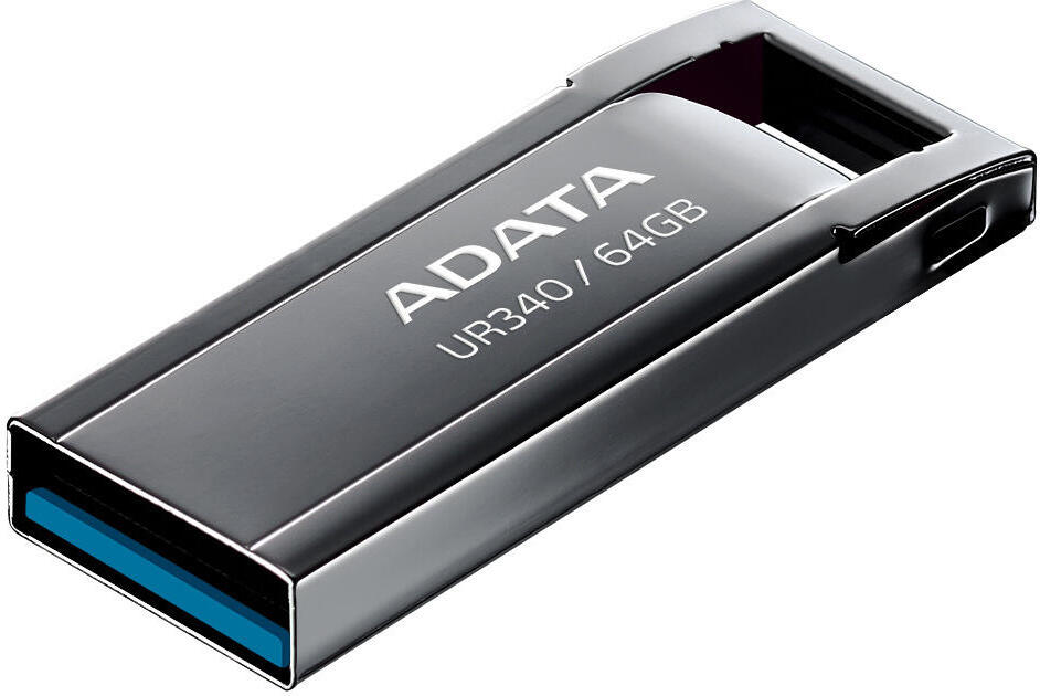 A-Data ADATA Flash Disk 64GB UR340, USB 3.2 Dash Drive, kov lesklá černá (AROY-UR340-64GBK)