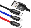 Kabel Baseus 3v1 USB/microUSB, Lightning, USB-C 1,2m 3,5A černý