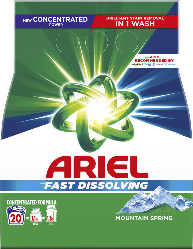 Ariel prací prášek Mountain Spring 20 praní, 1,1 kg