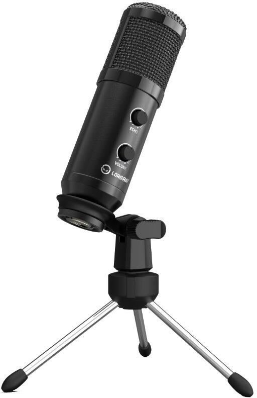 LORGAR mikrofon Soner 313 pro Streaming, kondenzátorový, Volume&Echo Knob, černý (LRG-CMT313)