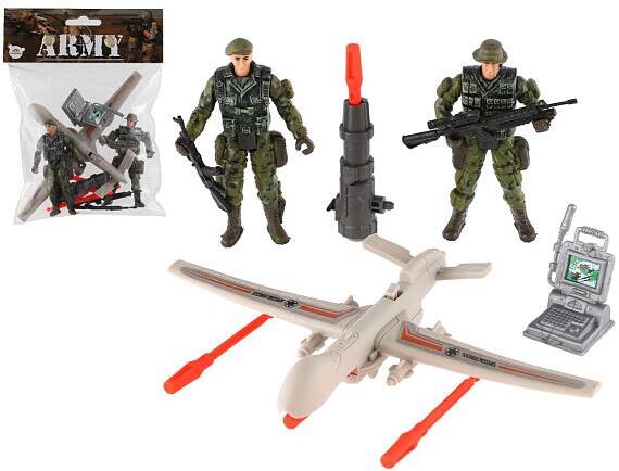 Teddies Sada vojáci s dronem s doplňky plast v sáčku 17x21x5cm