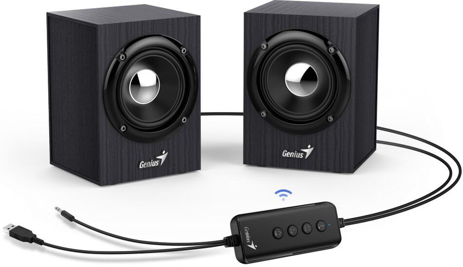GENIUS repro SP-HF385BT/ 2.0/ Bluetooth 5.0/ 4W/ dřevěné/ černé (31730046400)