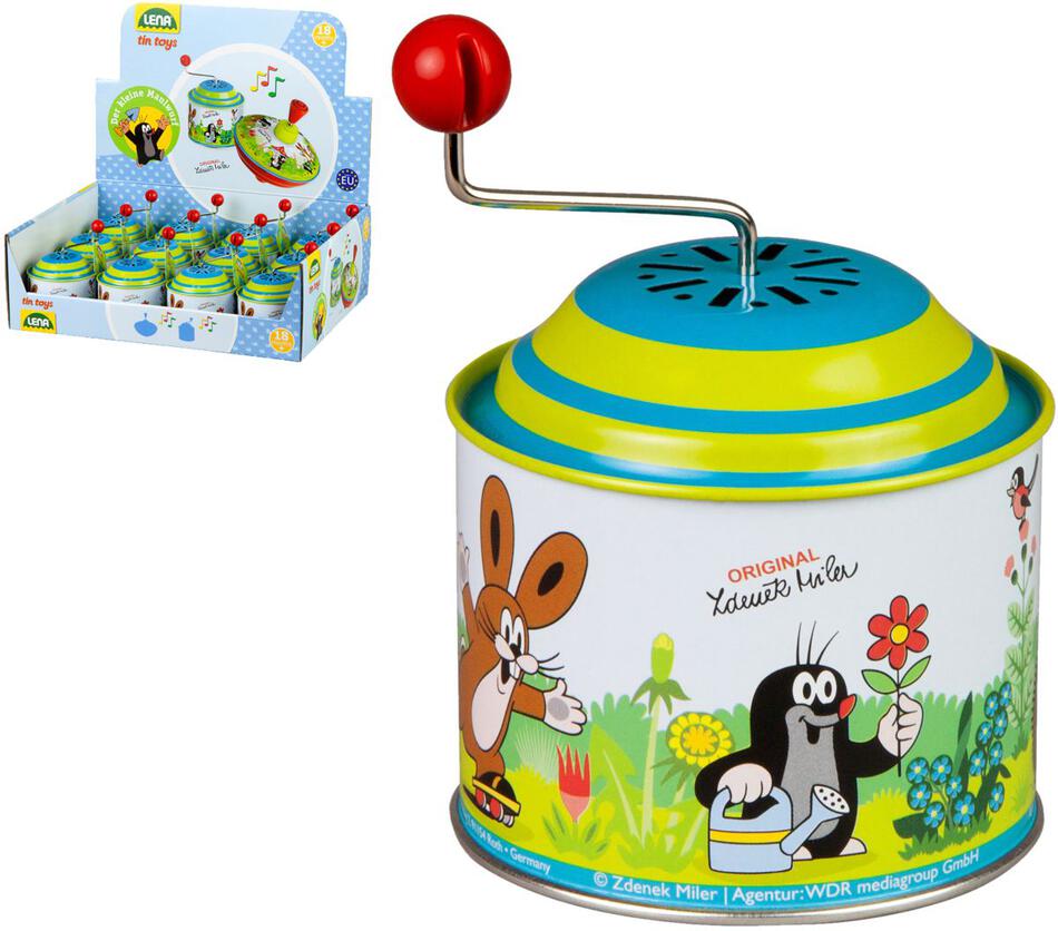 Lena Hrající skříňka mlýnek Krtek kov 8cm 12ks v boxu 18m+