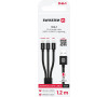 SWISSTEN DATOVÝ KABEL TEXTILE 3in1 1,2 M ČERNÝ (Lightning, 2x USB-C)