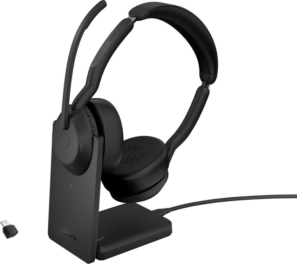 Jabra Evolve2 55 / Stereo / ANC / USB-C / BT-USB / Bezdrát / Stand / Černá (25599-989-889)