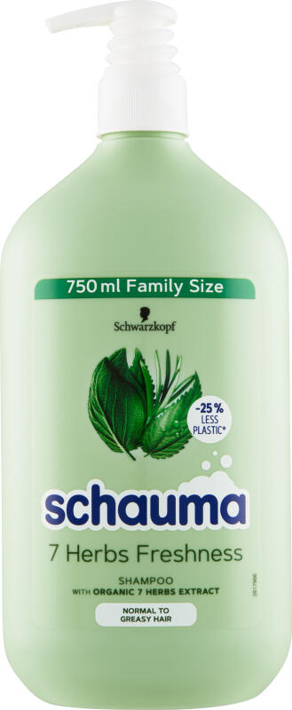 Schauma šampon 7 Herbs Freshness pro normální až mastné vlasy, 750 ml