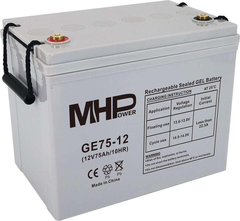 Baterie MHPower GE75-12 GEL, 12V/75Ah, T1-M6, Deep Cycle