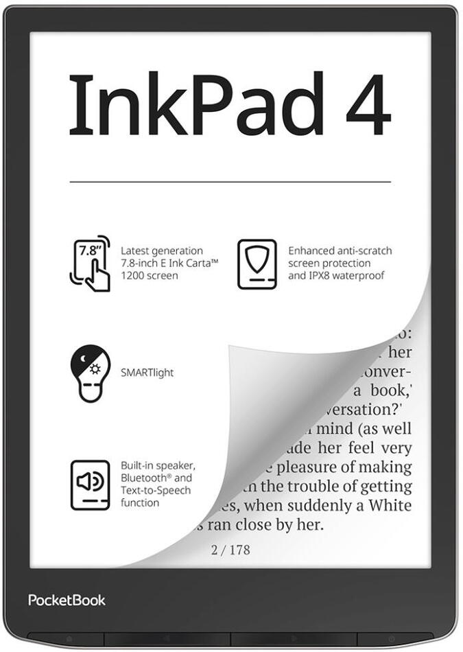 Čtečka knih PocketBook 743G Inkpad 4, stříbrná