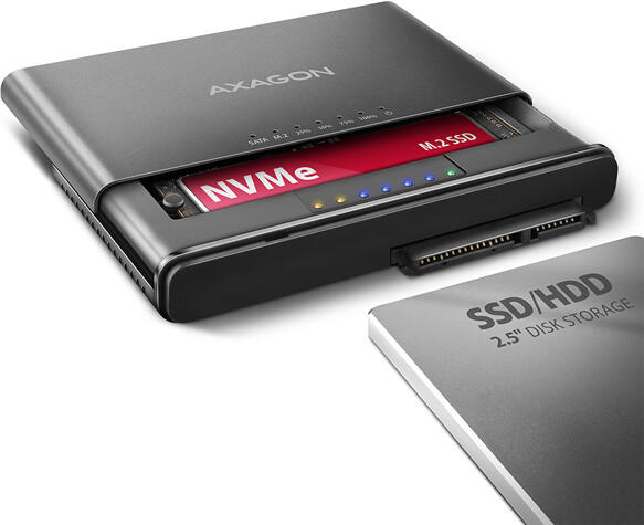 Axagon ADSA-CC USB-C 10Gbps - NVMe M.2 SSD & SATA 2.5"/3.5" SSD/HDD CLONE MASTER 2