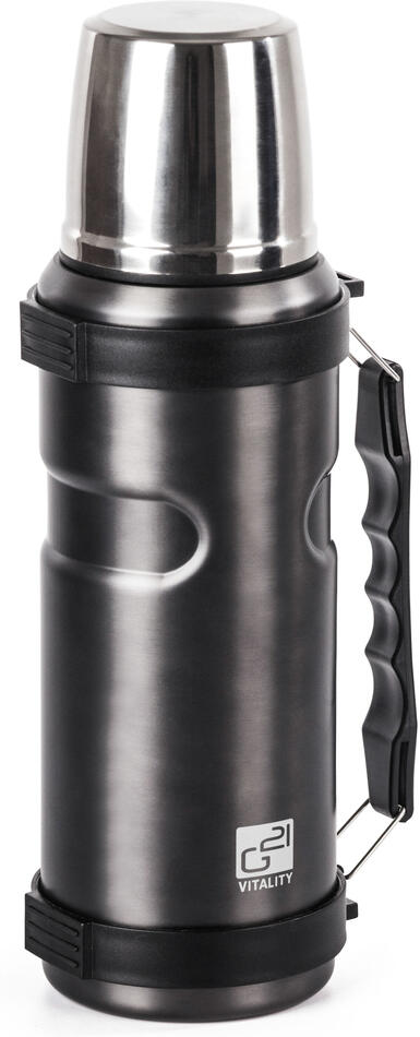 Termoska G21 na pití, 1000 ml, ocelově šedá s rukojetí