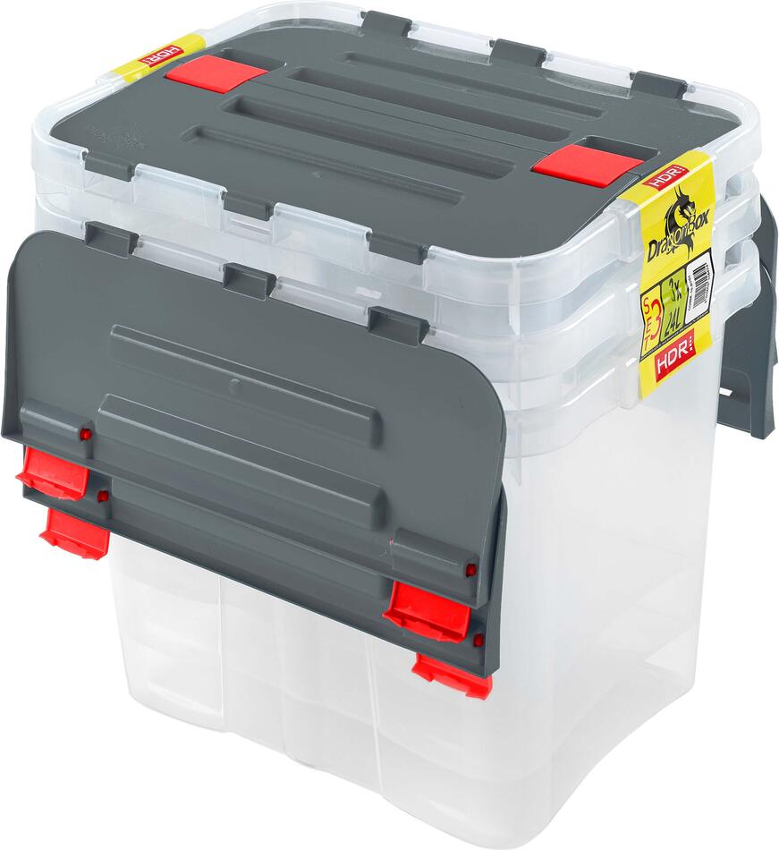 Plastový úložný box s víkem Heidrun Dragon 3x24l