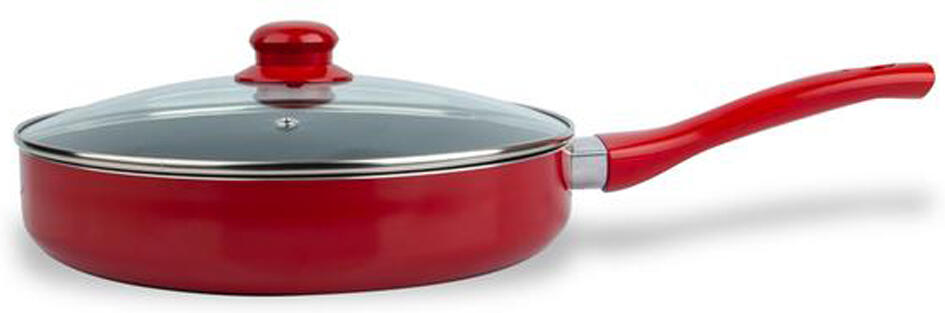 Hluboká pánev s poklicí KITCHISIMO Rosso 28cm nepřilnavý povrch