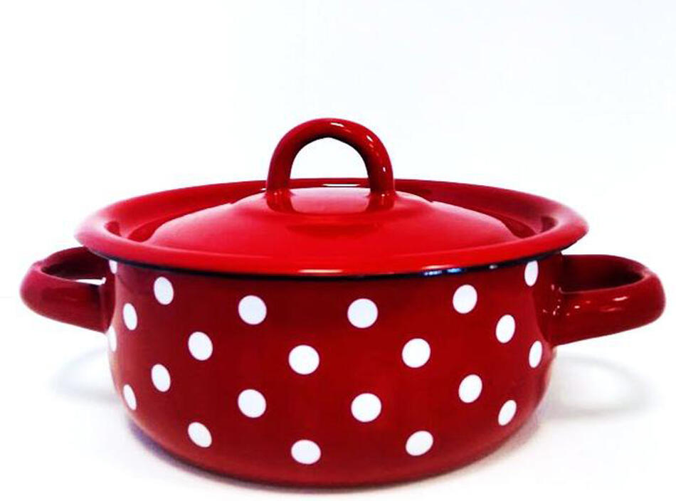 Smaltovaný kastrol TORO s poklicí 1,5 l, puntíky