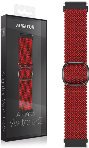 Řemínek textilní Aligator 22mm, černo-vínový