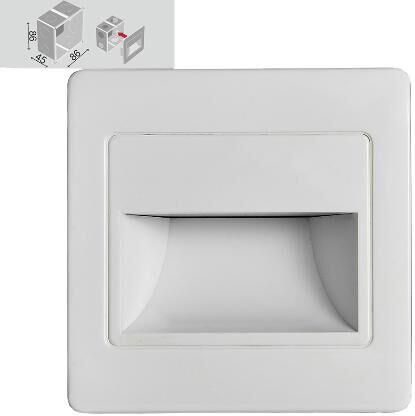 STEP LIGHT schodišťové svítidlo LED 1,5W 120lm 4000K 8,6cm hranaté IP20, bílé Emithor