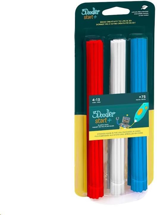 3Doodler náplň ECO-PCL pro 3D pero Start+ 75ks - červená, modrá, bílá (3DS-ECO-MIX1-75)