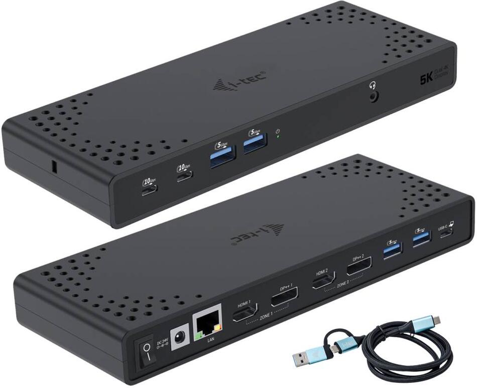 I-tec USB 3.0 / USB-C / Thunderbolt Dual Display Docking Station + PD 100W (CADUA4KDOCKPDL2)
