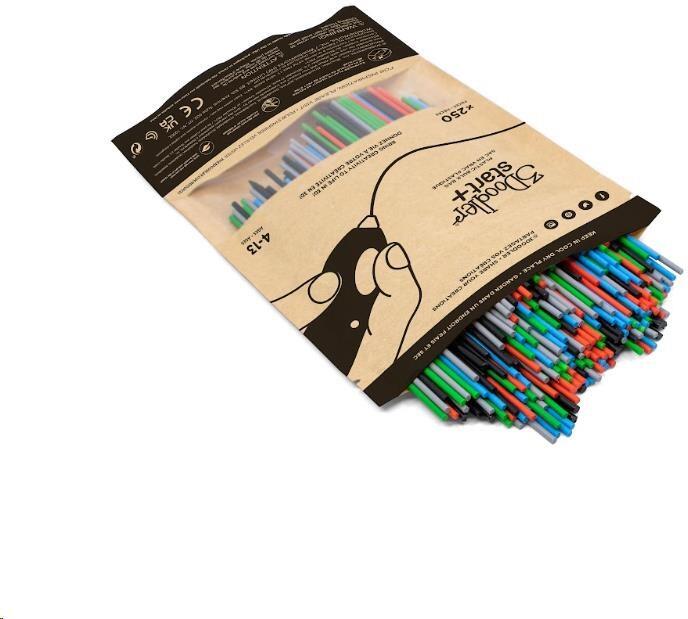 3Doodler náplň ECO-PCL pro 3D pero Start+ 250ks - černá, červená, šedá, modrá (3DS-ECO-MIX2-250)