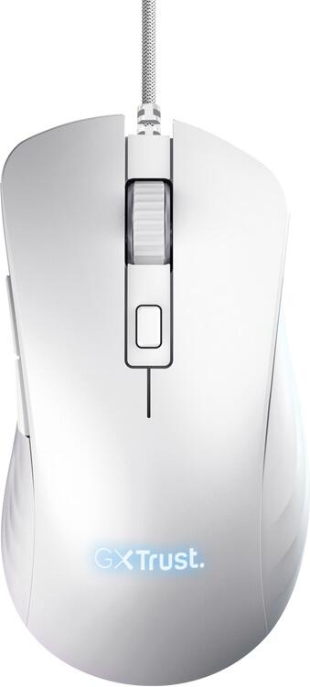 Trust GXT924W YBAR+/Herní/Optická/Pro praváky/25 600 DPI/Drátová USB/Bílá (24891)