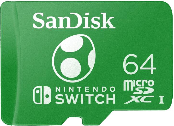 SanDisk Nintendo Switch micro SDXC, Yoshi Edition 64 GB 100 MB/s A1 C10 V30 UHS-1 U3