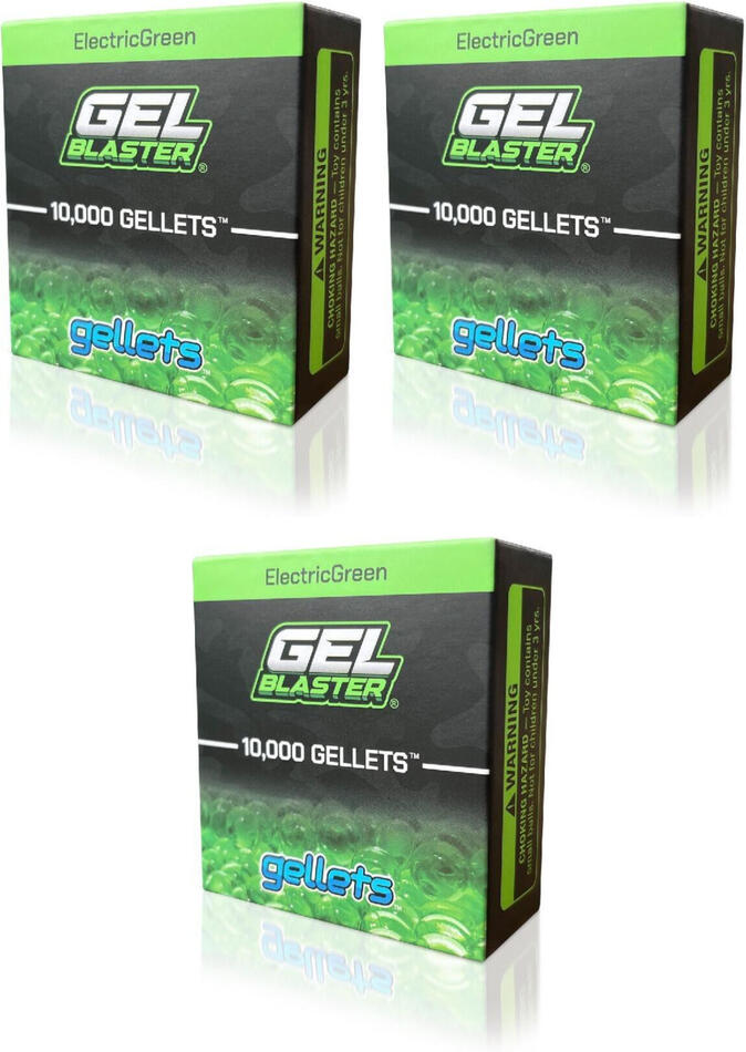 SET 3x Vodní kuličky Gel Blaster Gellets - Electric Green 10k