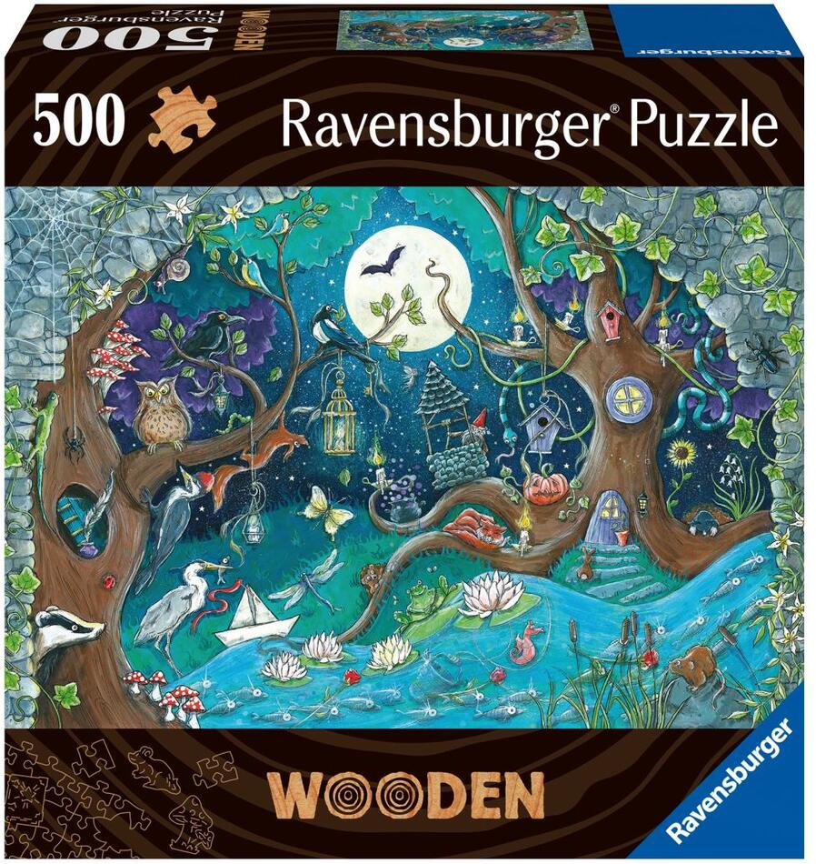 Dřevěné puzzle Ravensburger Kouzelný les, 500 dílků