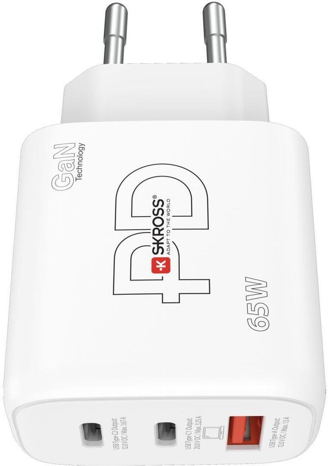 SKROSS USB A+C nabíjecí adaptér Power charger 65W GaN EU, Power Delivery, typ C