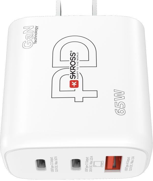 SKROSS USB A+C nabíjecí adaptér Power charger 65W GaN US, Power Delivery, typ A