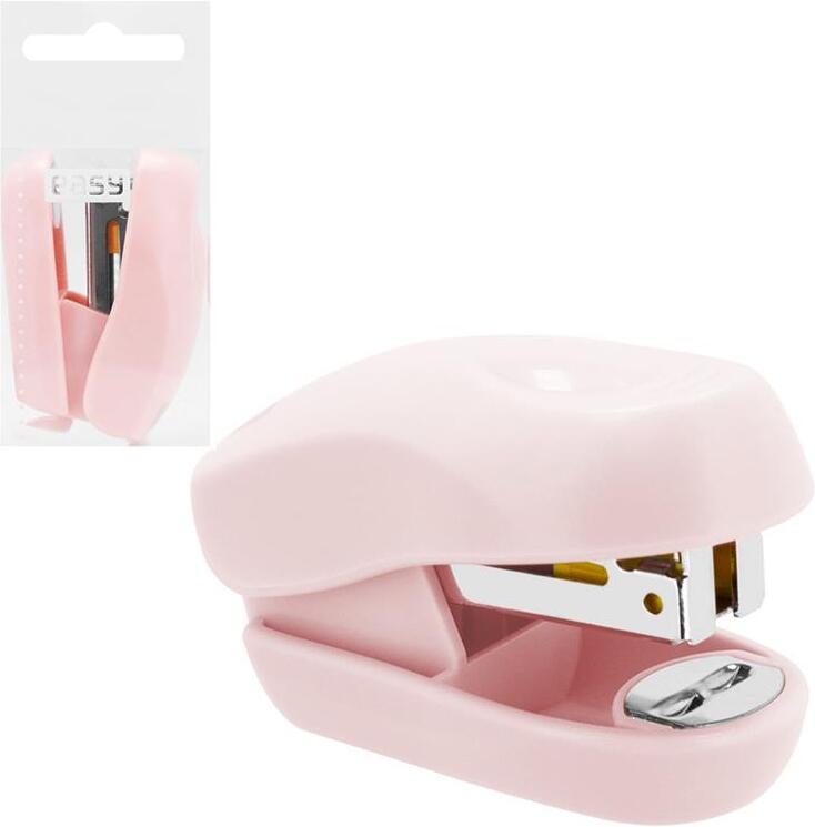EASY Mini plastová sešívačka, 8 listů, pastelově růžová